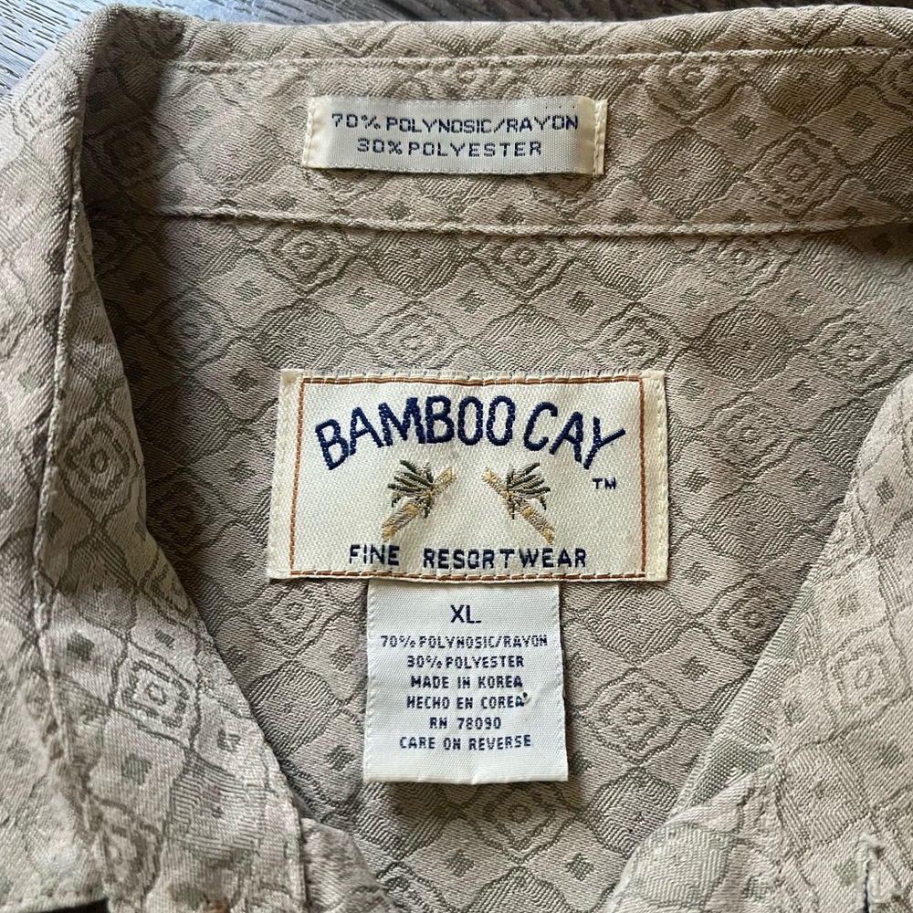Vintage Mens Bamboo Cay Button Down with Palm Trees